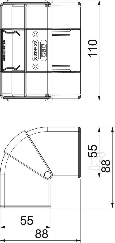 Naroże zewnętrzne, ruchome typ GK-AH53100RW