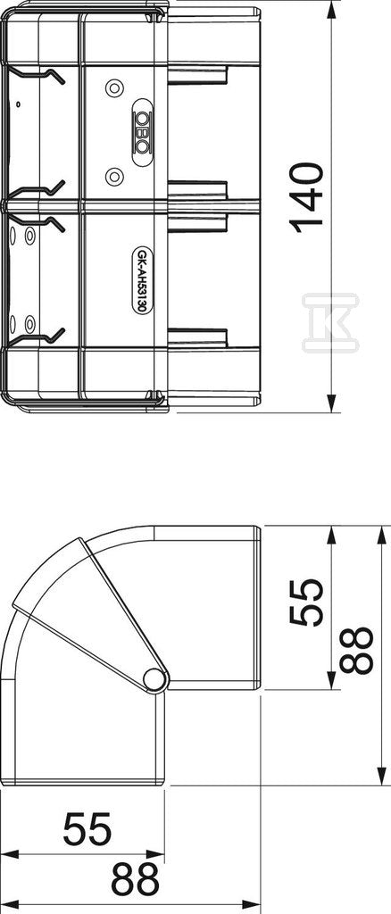 Naroże zewnętrzne, ruchome typ GK-AH53130RW