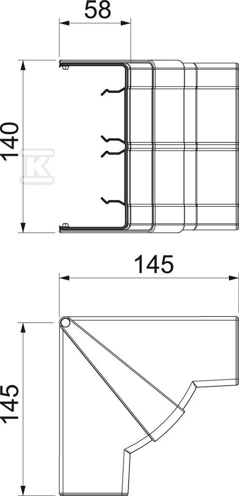 Naroże wewnętrzne, ruchome typ GK-IH53130RW
