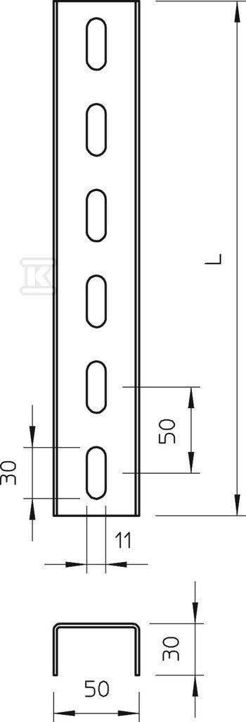 Szyna profilowa typ US 3 200 FS