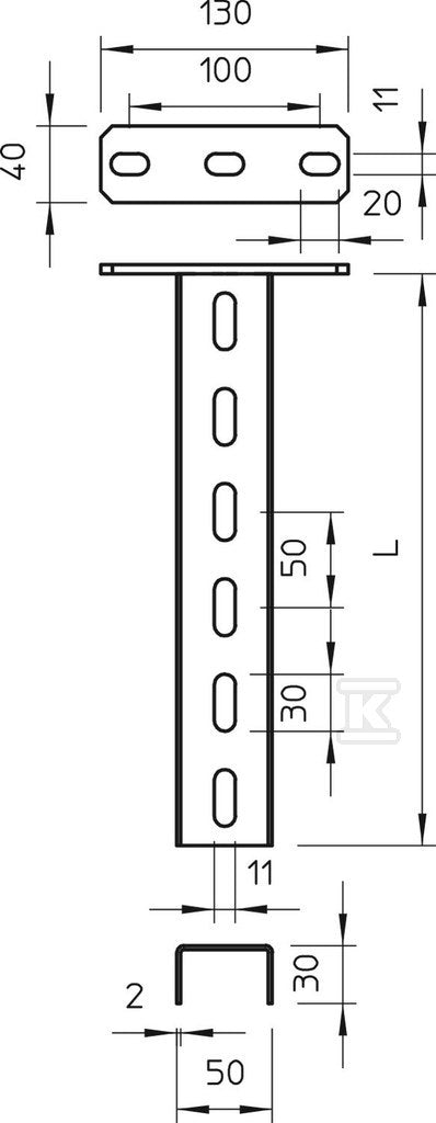 Wieszak, ocynk ogniowo-zanurzeniowy typ US 3 K 30 FT