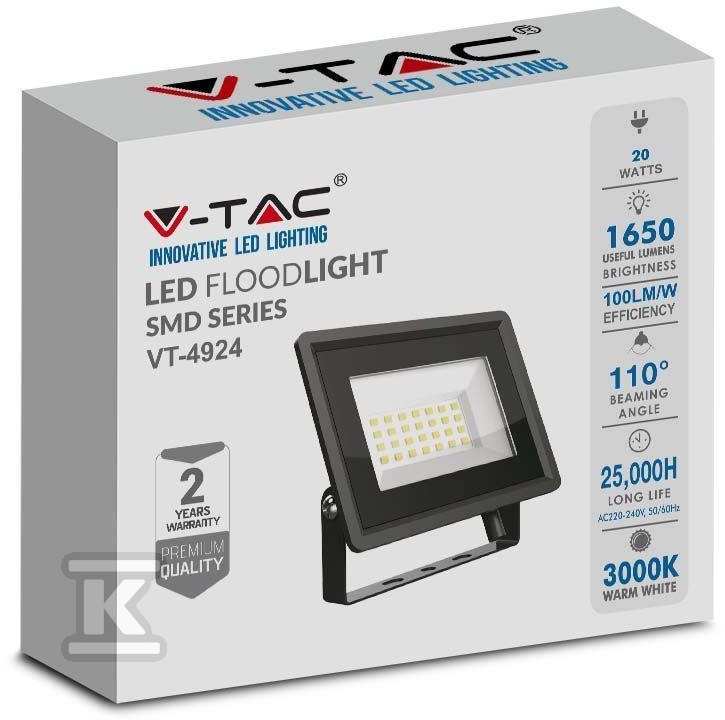 Projektor LED V-TAC 20W SMD F-CLASS Czarny VT-4924 4000K 1650lm