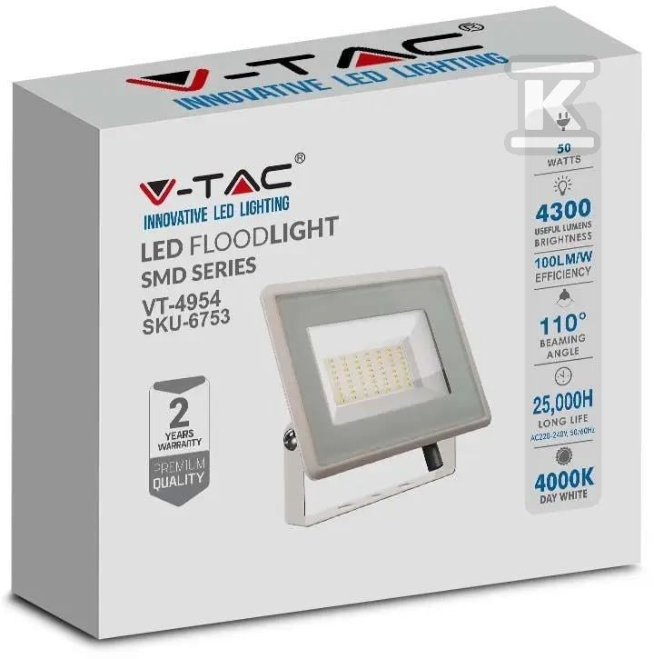 Projektor LED V-TAC 50W SMD F-CLASS Biały VT-4954 4000K 4300lm