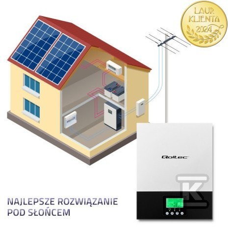 Falownik hybrydowy jednofazowy Qoltec off-grid 53875, 1,5kW 1MPPT, WIFI, 2 lata gwarancji