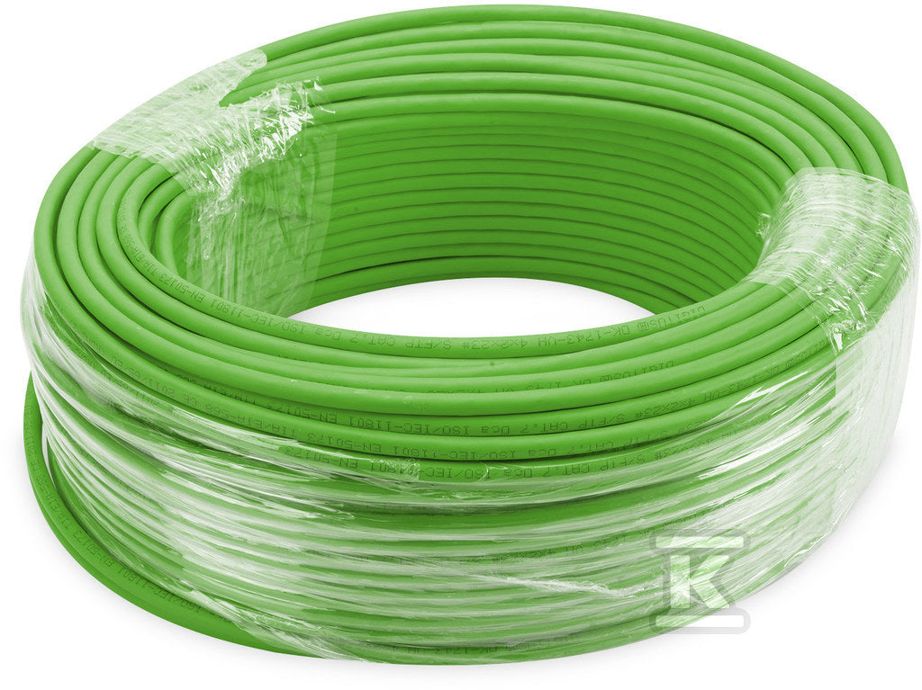 Kabel instalacyjny DIGITUS kat.8.2, S/FTP, Dca, AW G 22/1, LSOH, 100m, zielony