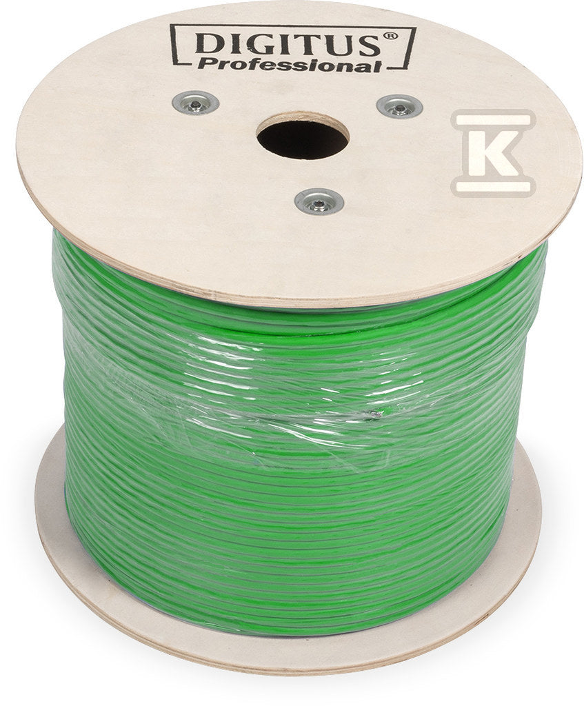 Kabel instalacyjny DIGITUS kat.8.2, S/FTP, Dca, AW G 22/1, LSOH, 500m, zielony, szpula