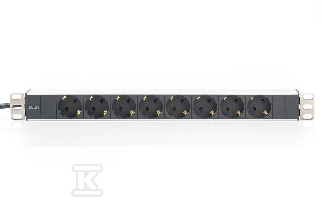 Listwa zasilająca PDU 19" Rack, 8x gniazdo schuko, 2.0m, 1x wtyk unischuko, 16A, aluminiowa