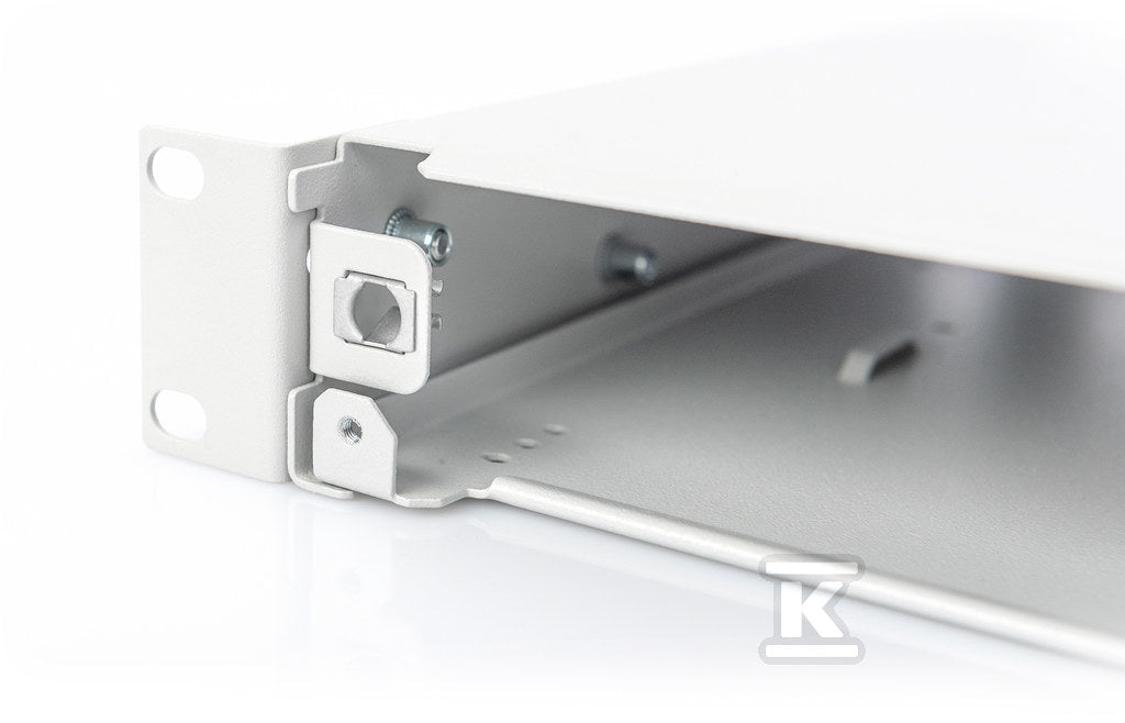 Panel krosowy FO bez płyty czołowej 19'' 1U, wysuw any, dławnica PG13.5 i PG16, opaski/uchwyty, szary