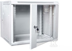 Szafa sieciowa wisząca 19" 9U rack 600x550, drzwi szyba, szary, dzielona, złożona, 60kg
