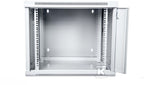 Szafa sieciowa wisząca 19" 9U rack 600x550, drzwi szyba, szary, dzielona, złożona, 60kg