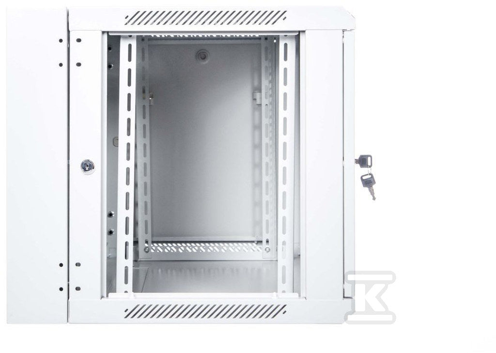 Szafa sieciowa wisząca 19" 9U rack 600x550, drzwi szyba, szary, dzielona, złożona, 60kg