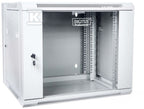 Szafa sieciowa wisząca 19" 9U rack 600x550, drzwi szyba, szary, dzielona, złożona, 60kg