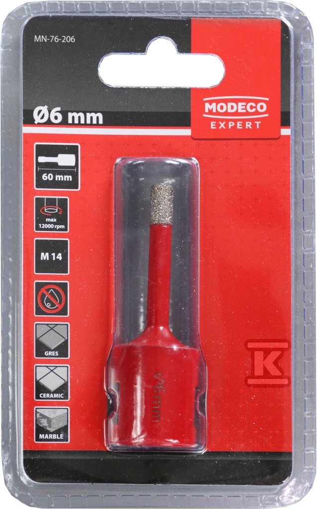 Otwornica diamentowa 6mm M14 max 12000 obr/min