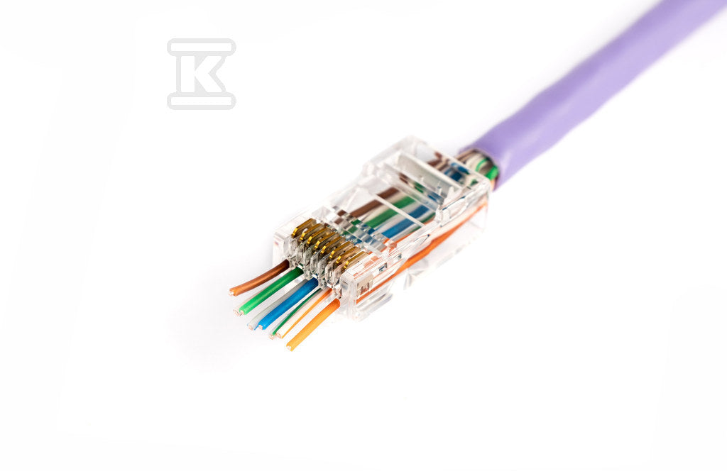 Wtyk RJ45 (8P8C) przelotowy, kat.6, nieekranowany, AWG 26-24, opakowanie 100 szt.