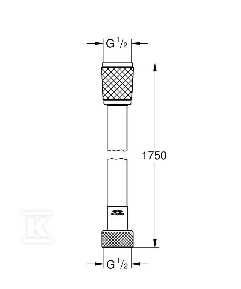 Relexaflex Wąż prysznicowy, chrom, 1750 mm, wytrzymałość na rozciąganie 500 N, odporność na temperaturę do 70°C