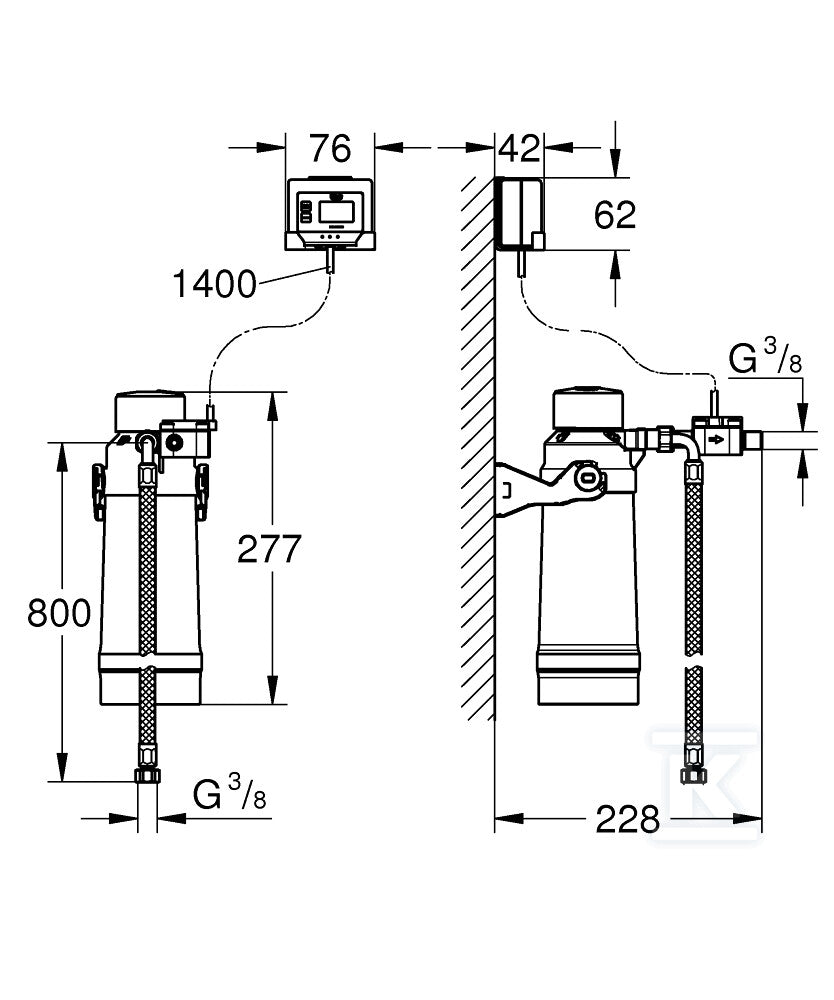 Filtr Grohe Red z głowicą, do twardej wody, 600 l