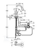 Bateria zlewozmywakowa Zedra Touch elektroniczna jednouchwytowa, kąt obrotu wylewki 360° osobne kanały wodne, głowica Ceramiczna 35 mm, wyciągana wylewka z 3 rodzajami strumienia, dotykowe uruchamianie przepływu