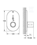 Bateria prysznicowa Grohe Eurosmart Cosmopolitan E Special elektroniczna na podczerwień, chrom, montaż ścienny podtynkowy, blokada temperatury, metalowe uchwyty