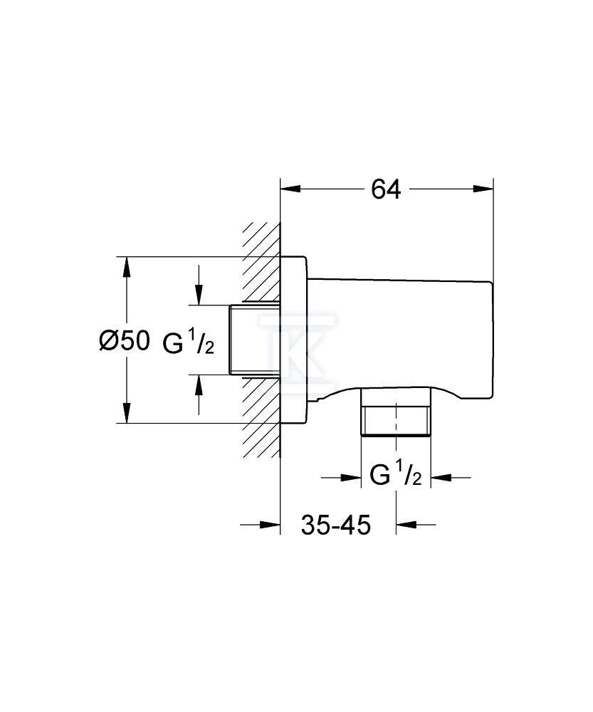 Kolanko przyłączeniowe Grohe Rainshower ścienne, brushed hard graphite