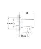Kolanko przyłączeniowe Grohe Rainshower ścienne, hard graphite