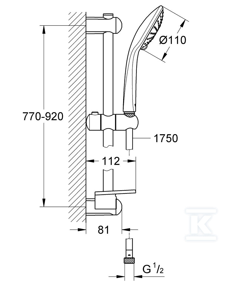 Euphoria 110 Duo Zestaw z drążkiem prysznicowym, 2 strumienie, chrom, drążek prysznicowy 900 mm, wąż prysznicowy 1750 mm, półka EasyReach