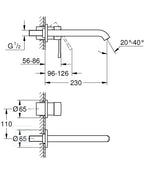 Bateria umywalkowa Grohe Essence 2-otworowa jednouchwytowa rozmiar L, cool sunrise, ogranicznik przepływu 5,7 l/min., regulowany perlator, wylewka 230 mm