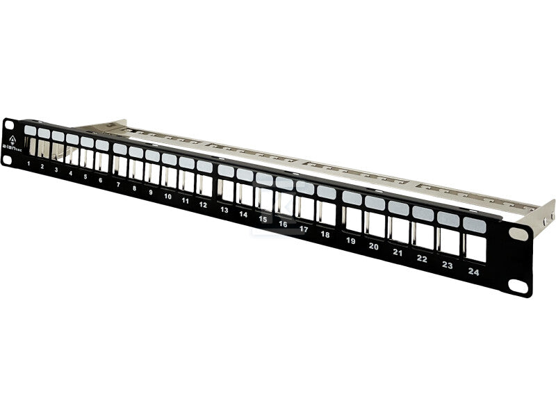 Patch panel 19" modularny 24 porty 1U z podporą niewyposażony