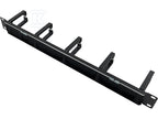 Organizator kabli 1U 19" z przepustem szczotkowym, 5 plastikowych uchwytów, czarny ALANTEC