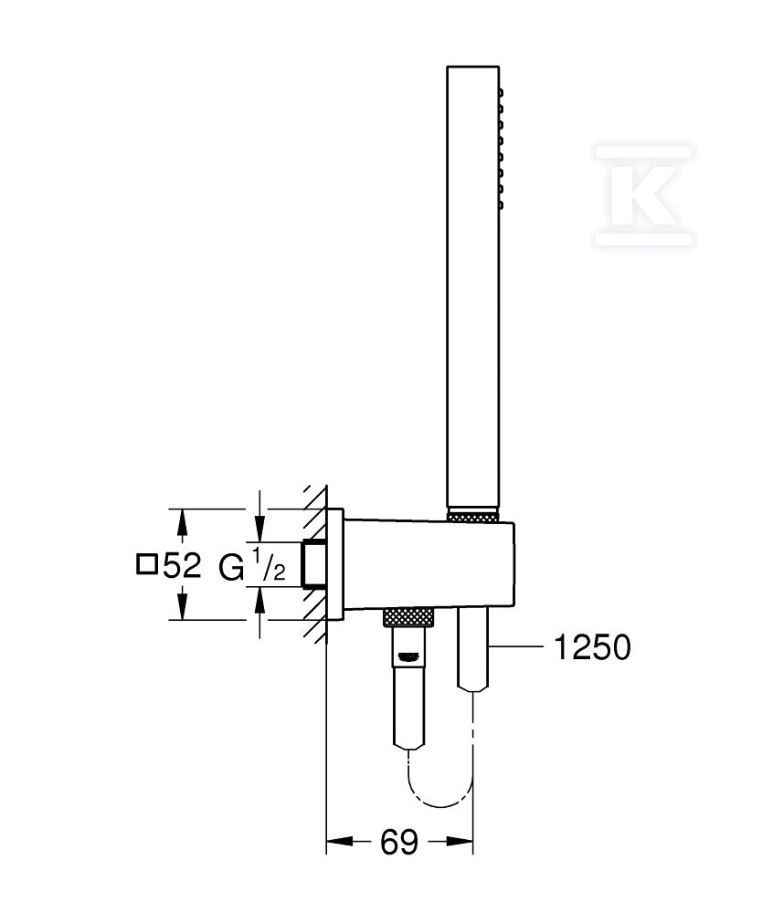 Zestaw prysznicowy Euphoria Cube Stick, chrom, ogranicznik przepływu 9,5 l/min., wąż 1250 mm, ze zintegrowanym kolankiem przyłączeniowym