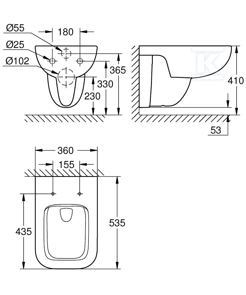 GROHE BauEdge Ceramic - miska WC wisząca, bez kołnierza