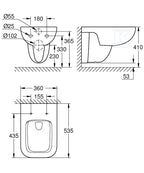 GROHE BauEdge Ceramic - miska WC wisząca, bez kołnierza
