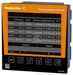 Urządzenie pomiarowe wielkości elektrycznych, 600 V, Modbus RTU, Modbus-Gateway, Modbus TCP/IP, Modbus RTU over Ethernet, SNMP, BACnet (optional), ENERGY ANALYSER 750-230