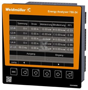 Urządzenie pomiarowe wielkości elektrycznych, 600 V, Modbus RTU, Modbus-Gateway, Modbus TCP/IP, Modbus RTU over Ethernet, SNMP, BACnet (optional), ENERGY ANALYSER 750-24