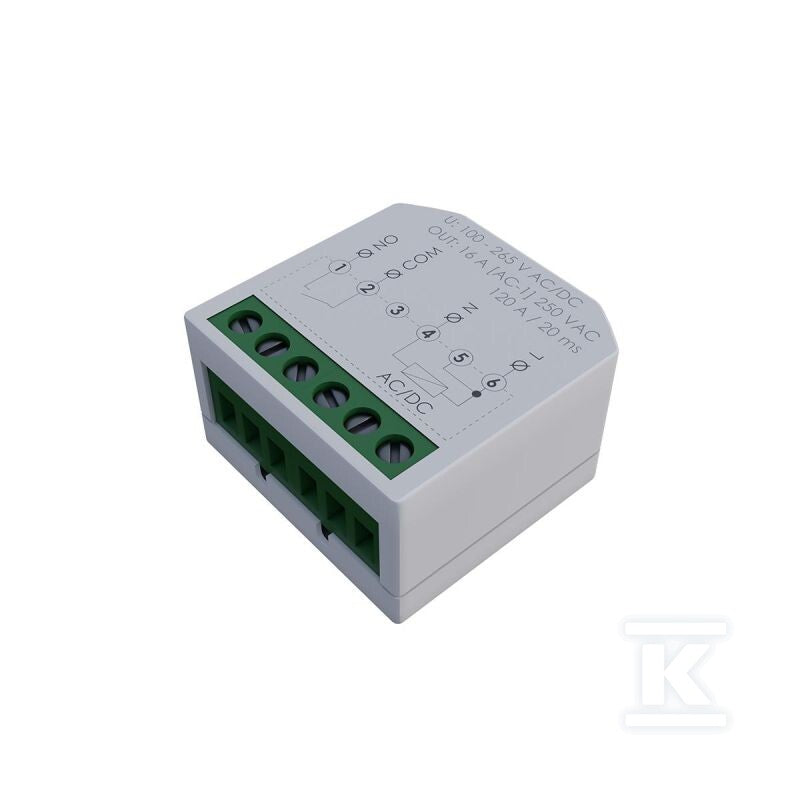Miniaturowy przekaźnik elektromagnetyczny, 1Z 16A, montaż podtynkowy,U=100-265V AC,styk:1Z 16A (120A/20ms)