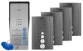 Domofon "EURA" ADP-64A3 - grafitowy, czterorodzinny, głośnomówiący, obsługa 2 wejść, czytnik RFID