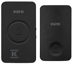 Dzwonek bezprzewodowy "EURA" WDP-50A3 - kinetyczny, czarny, możliwość rozbudowy, AC 230V, 38 melodii, zasięg do 75m
