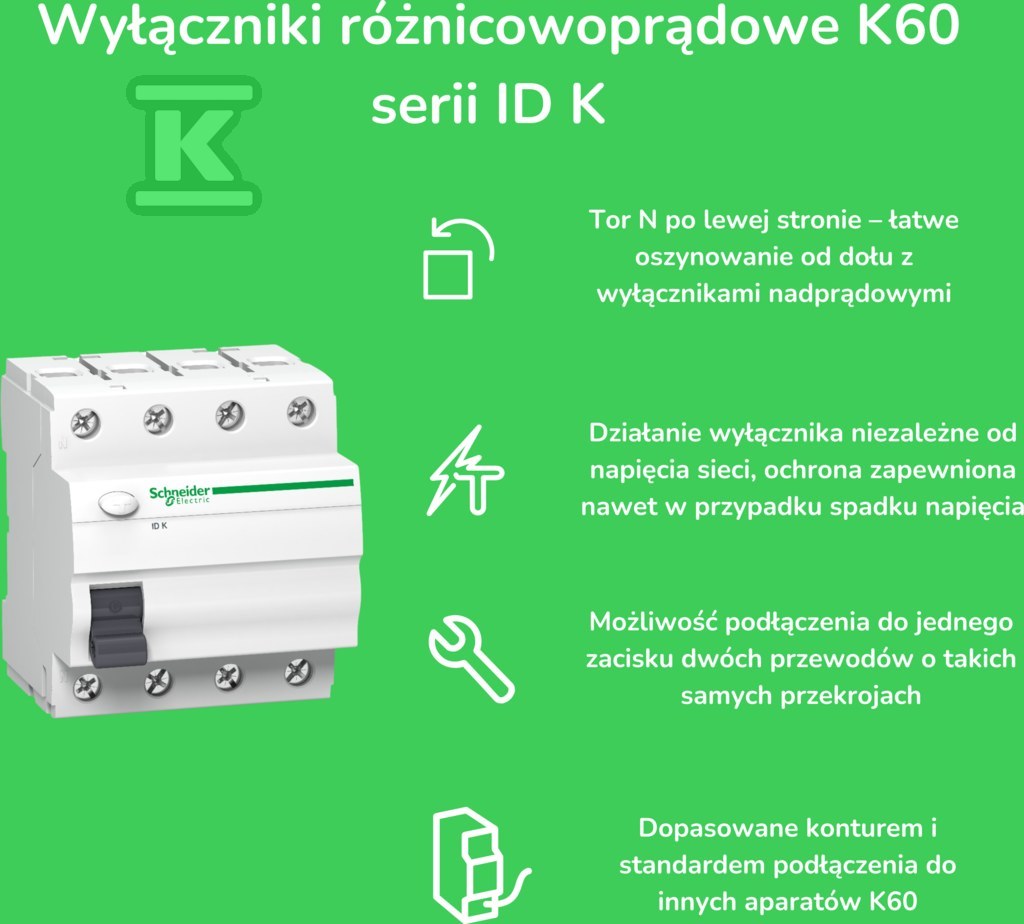 Wyłącznik różnicowoprądowy IDK-25-4-30-AC 25A 4-biegunowy 30mA typ AC