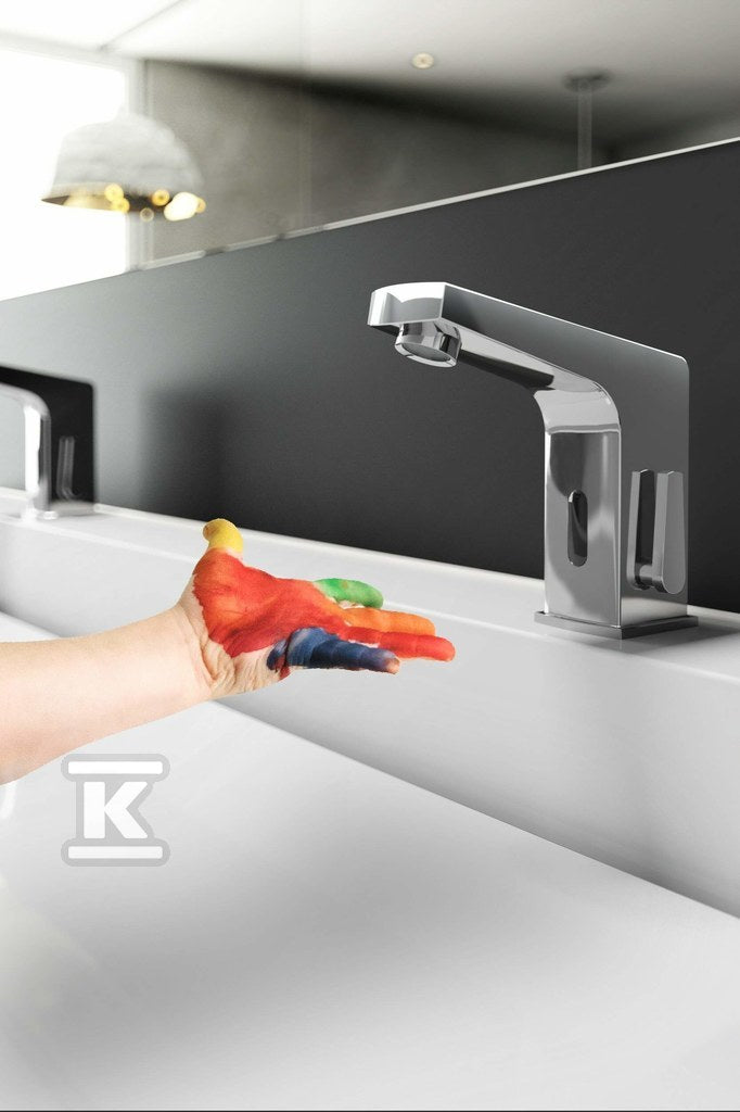 Bateria umywalkowa Deante chrom, sensor. stojąca z regulacją temperatury w korpusie zasilana 230 V