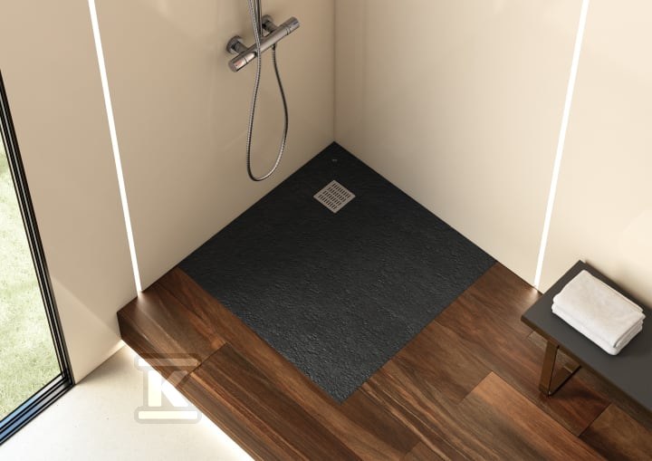 Brodzik kwadratowy TERRAN 1000 x 1000 mm syfon w komplecie, kolor czarny