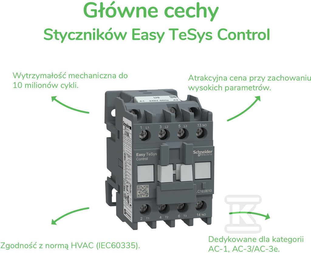 Stycznik mocy, Easy TeSys Control, AC-3, 6A, 3P (1NC), cewka 24V DC