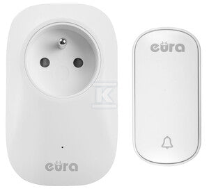 Dzwonek bezprzewodowy "EURA" WDP-91H2v.2 "SOUL" z gniazdem ~230V - bezbateryjny, przycisk (kinetyczny), możliwość rozbudowy