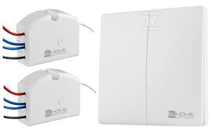 Bezbateryjny włącznik radiowy z odbiornikami dopuszkowymi "EL HOME" WSS-22H2 - podwójny, 433,92 MHz, AC 230V, zasięg 150m, maks. obciążenie rezystancyjne 300W