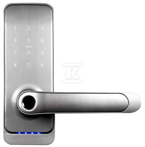 Klamka z kontrolerem dostępu "EURA" ELH-01H4 - srebrna, szyfrator, czytnik Mifare 13,56 MHz, czytnik biometryczny, IP55, App TTLock/ TTHotel