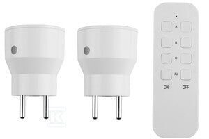 Gniazda sterowane radiowo "EL HOME" RCS-50H6v2R - białe, AC 230V/ 50Hz, 433,92 MHz, 10A, IP20, Typ E, zasięg do 40m ( 2 gniazda)