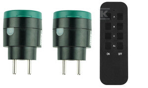 Gniazda sterowane radiowo "EL HOME" RCS-60H6v2R - czarne, AC 230V/ 50Hz, 433,92 MHz, 10A, IP44, Typ E, zasięg do 40m ( 2 dniazda)