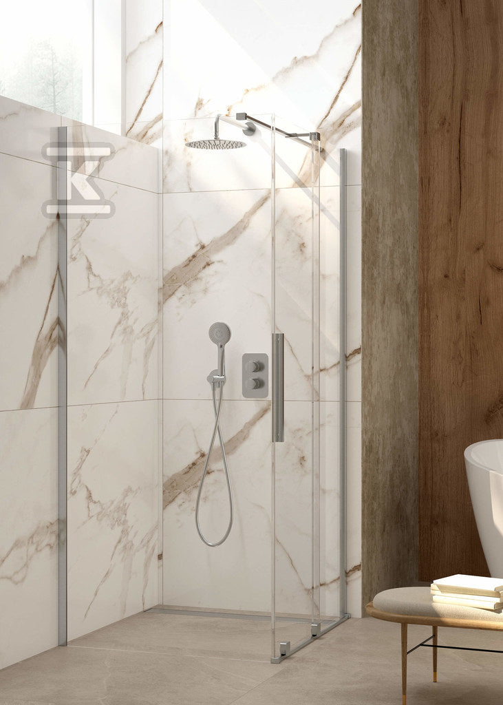 Ścianka prysznicowa walk-in - przesuwna Prizma, stal szczotkowana