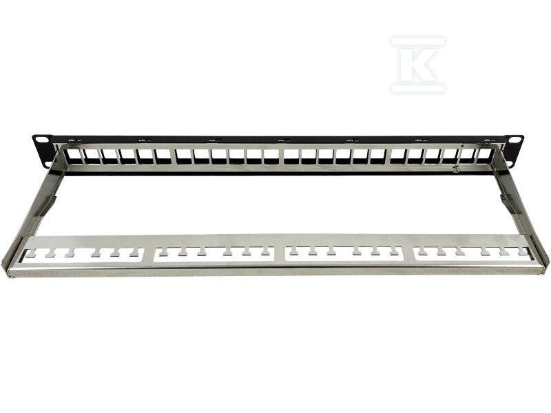 Patch panel 19" modularny 24 porty 1U z podporą niewyposażony