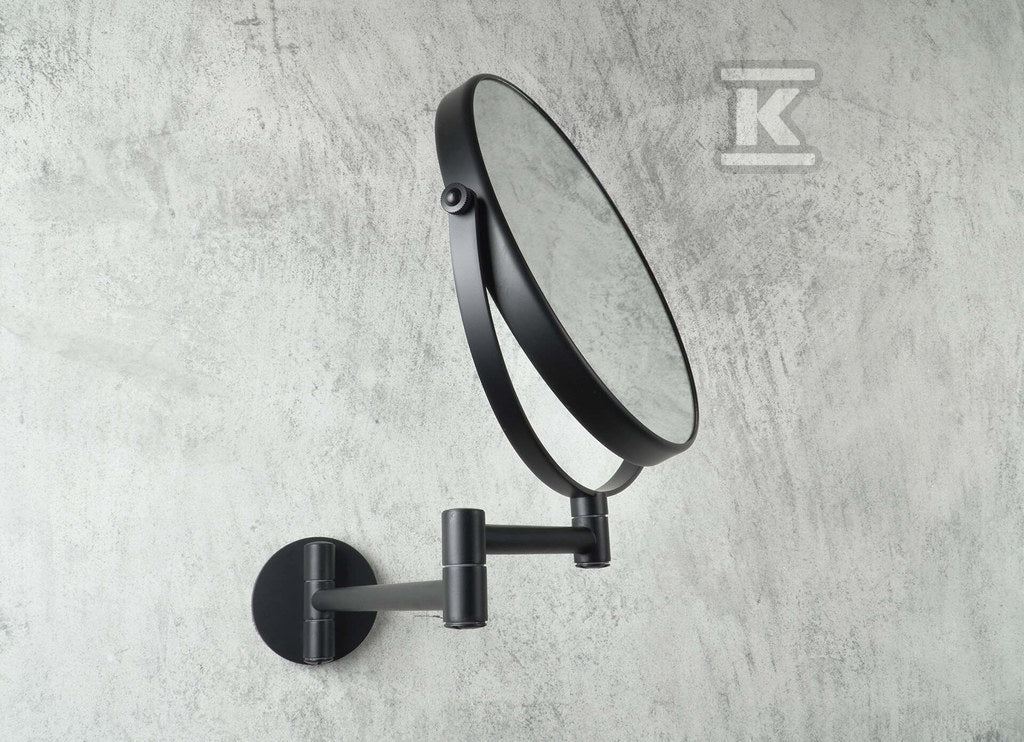 Lusterko kosmetyczne na ruchomym ramieniu Round - dwustronne, nero
