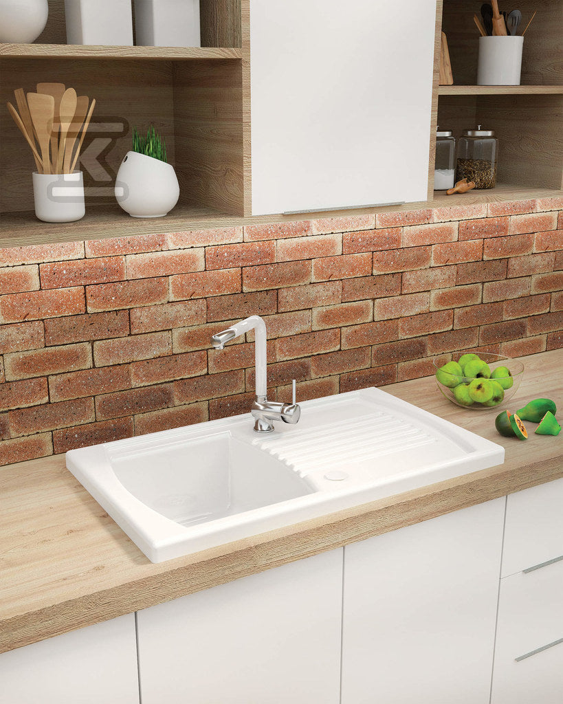 Zlewozmywak ceramiczny 1-komorowy z ociekaczem Lusitano, biały
