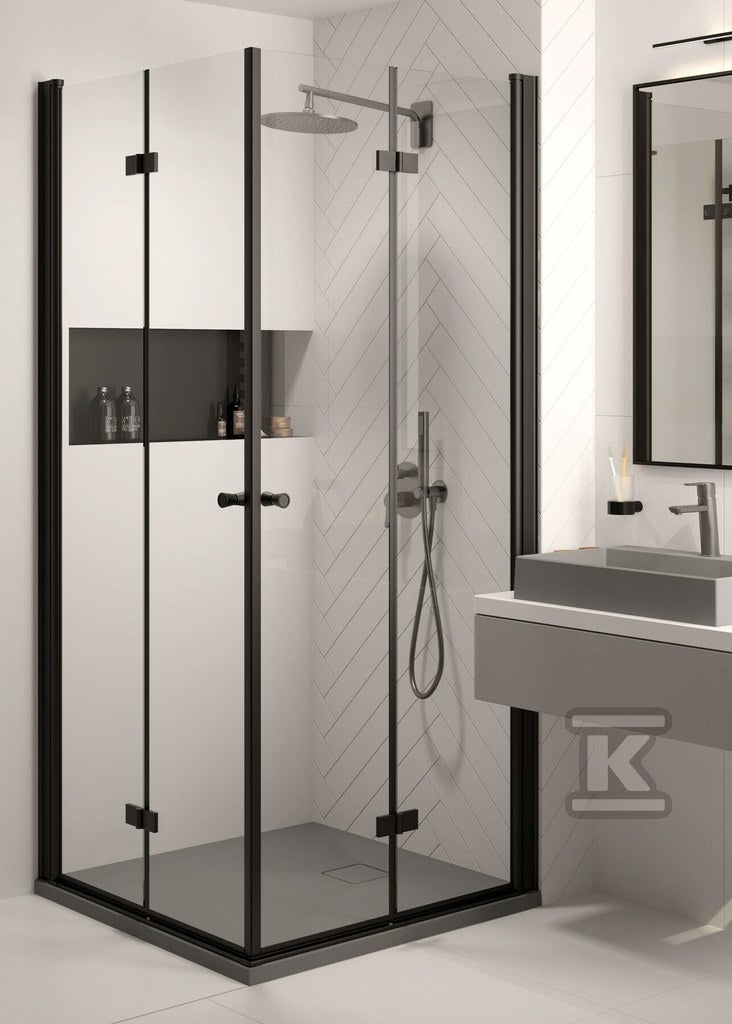 Drzwi prysznicowe systemu Kerria Plus Kerria Plus 80 cm - składane, nero